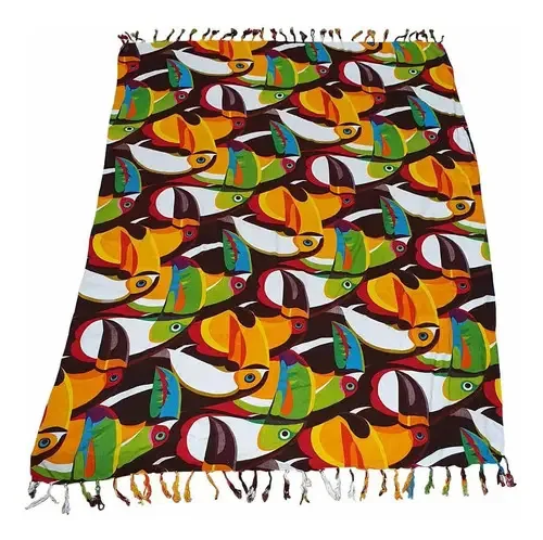 Canga Praia 100% Viscose Tucano Color - Franja 1.60mx1.10m