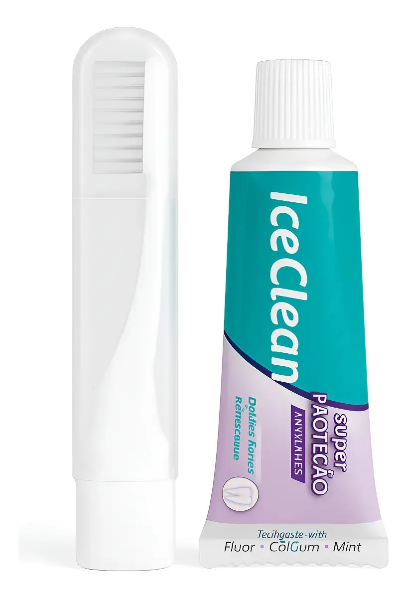 Kit 10 Escova Dobrável + Creme Dental Iceclean 50g Embalado