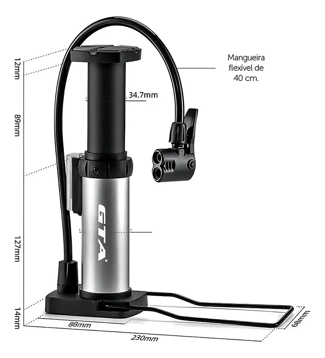Bomba De Pé Portátil Pneus Bolas Bicicleta 80psi