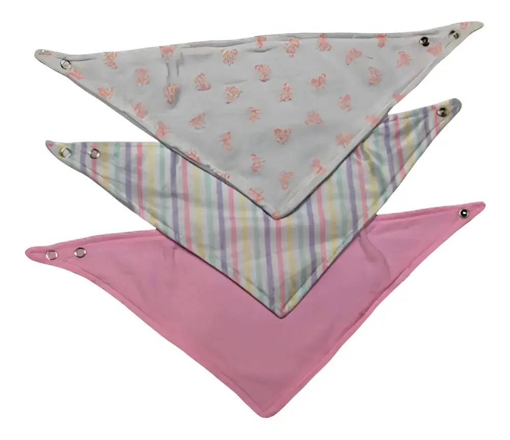 Babadores Kit C/3 Peças Head Shoulders Cor Rosa Estampados Tamanho Único