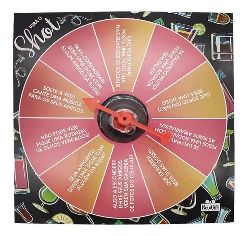 Drinks Jogos Roletas Vira O Shot C/4 Shots New Gift 10100026