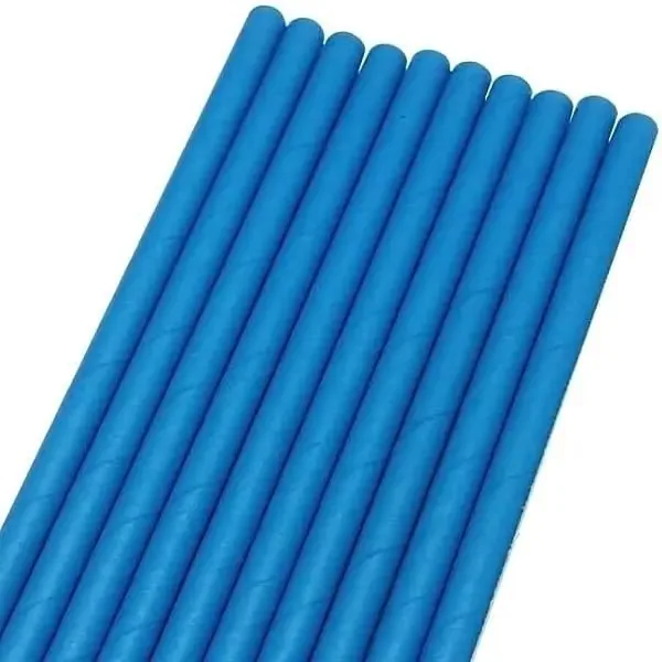 100 Canudos De Papel Colorido Biodegradável Drinks Decoração Cor Azul