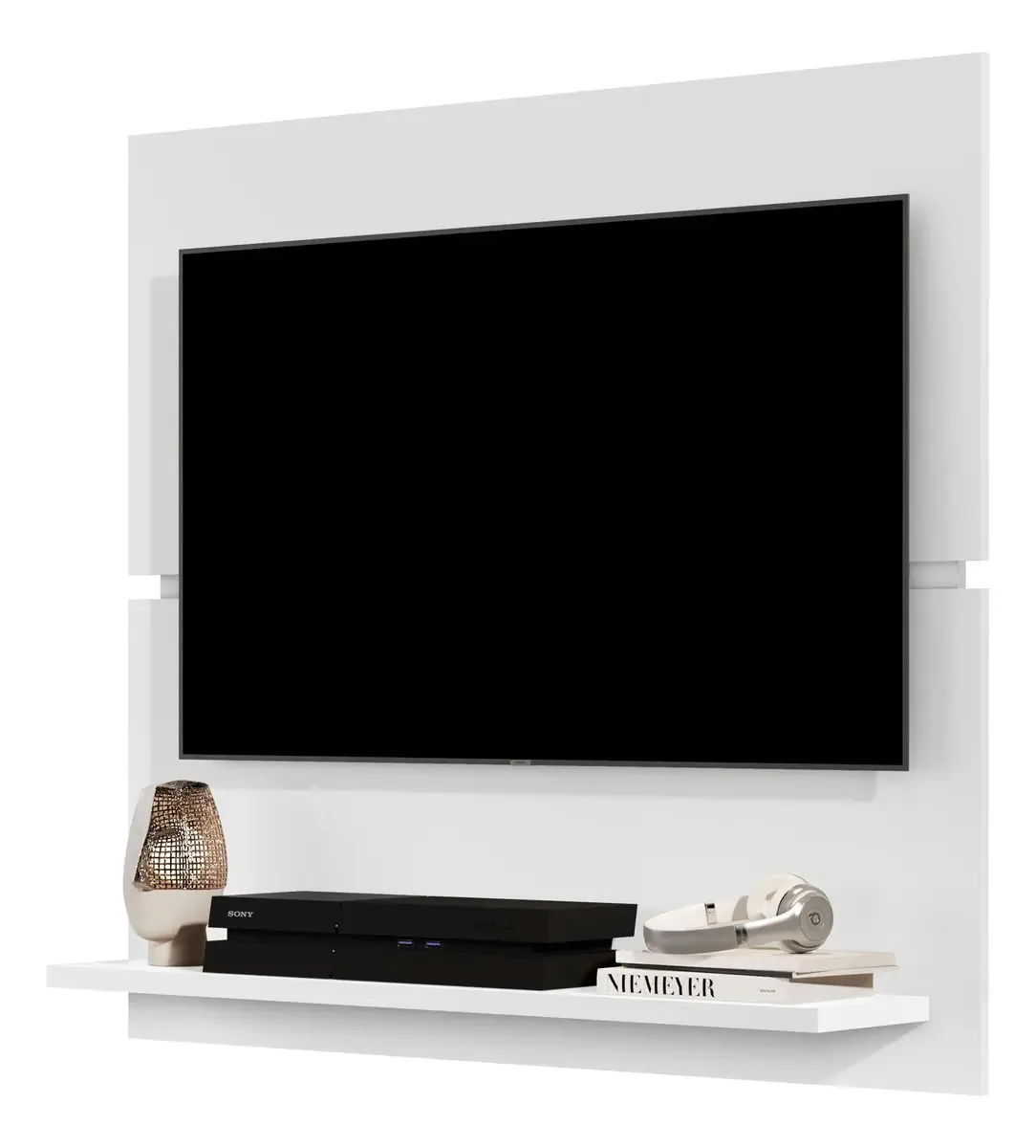 Painel Suspenso Tokio Tv 32 Polegadas Branco Estante Livros