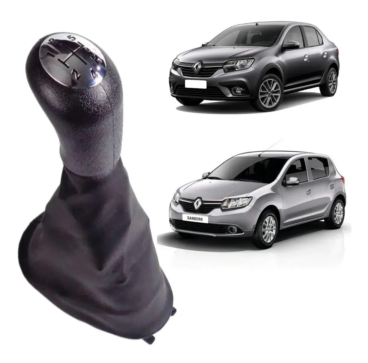 Bola Manopla Coifa Cambio Renault Logan Sandero Cromada