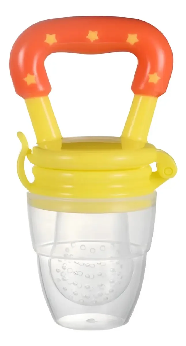Chupeta Alimentadora Bebe Bico Silicone Para Frutas Mordedor Cor Amarela-p Tamanho Da Chupeta P