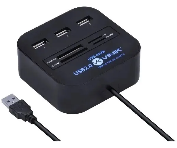 Hub Usb 2.0 Com Leitor De Cartao Vinik 29593