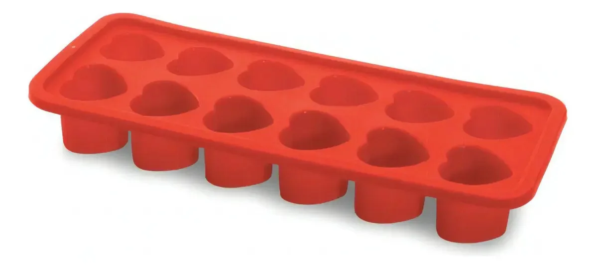 Forma De Gelo Silicone 12 Aberturas Molde Coração Cor Dourado