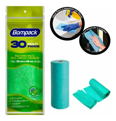 Pano Limpeza Leve Bompack 20x29cm Verde