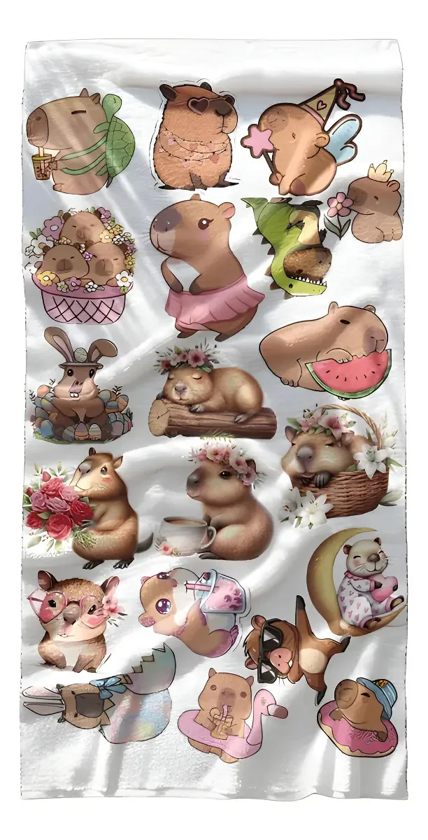 Toalha de Banho 1,45x70 Microfibra Estampa Capivara