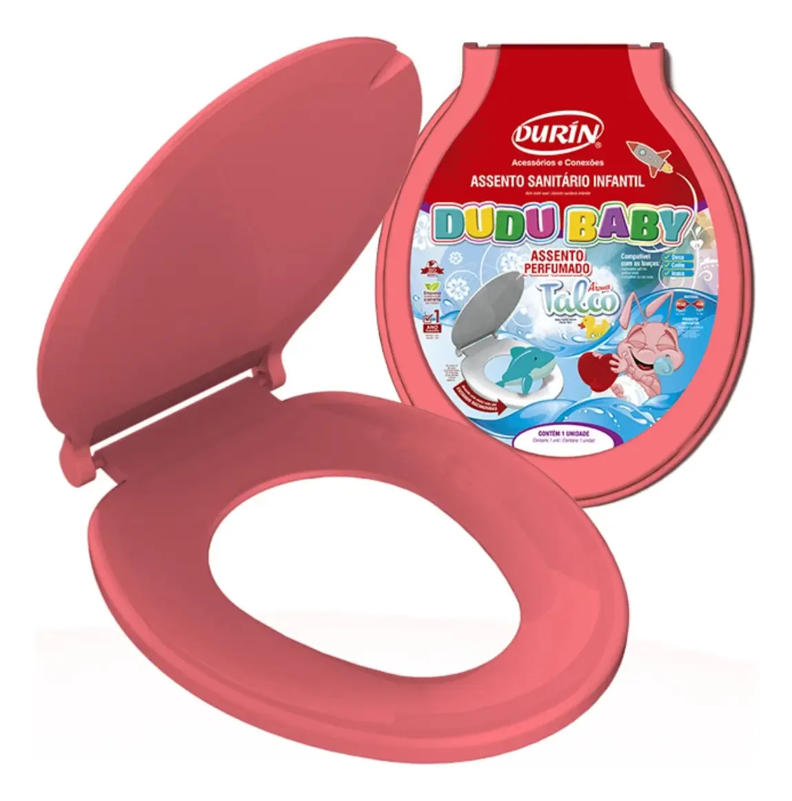 Tampa P/vaso Sanitário Infantil Dudubaby Talco Rosa Durín