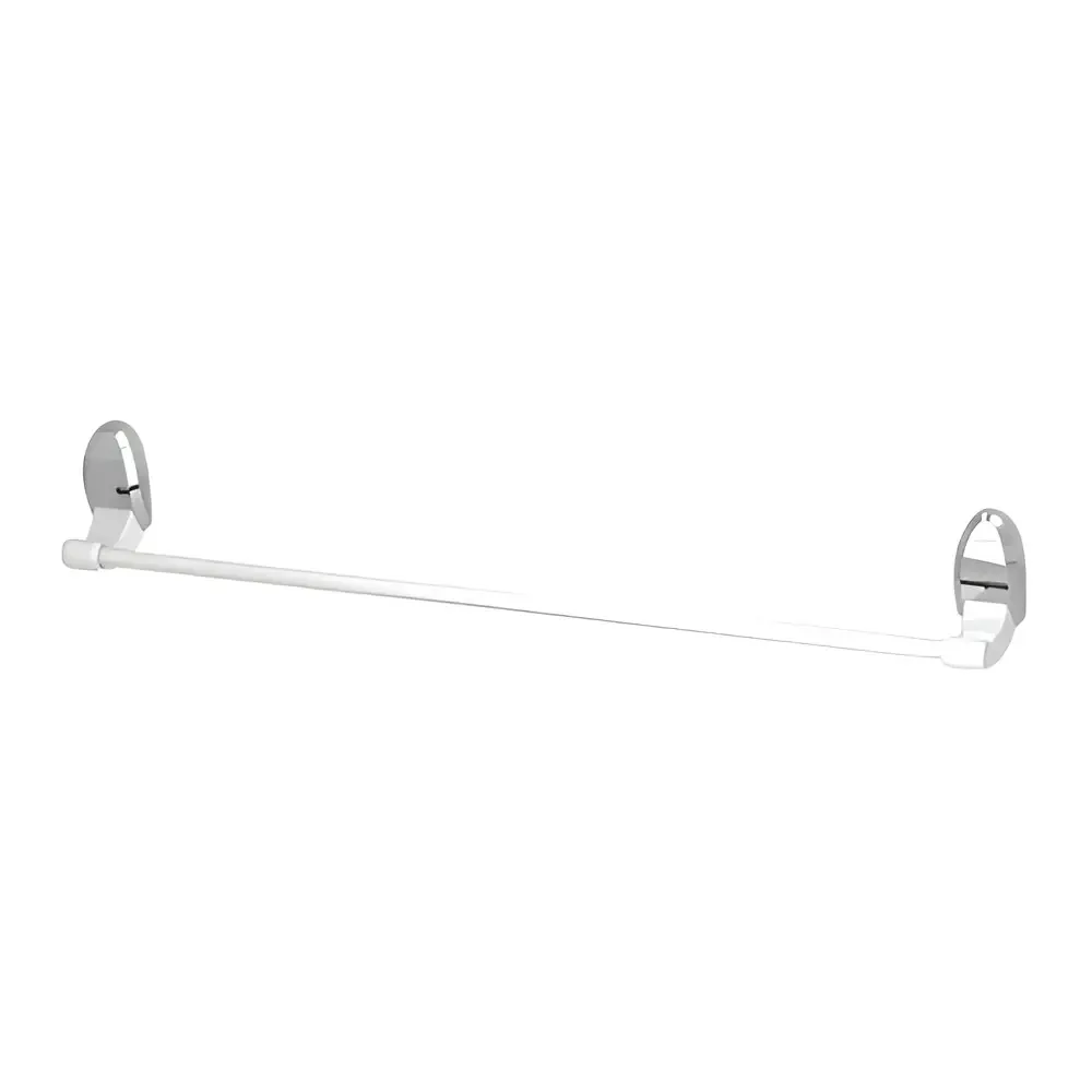 Porta Toalha Bastão Banheiro Delicato Branco Cromado Durín