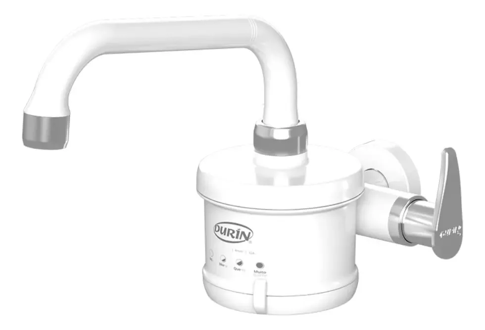 Torneira Cozinha Elétrica Horizontal 4800w Br/cr Durín Acabamento Cromado Cor Branco