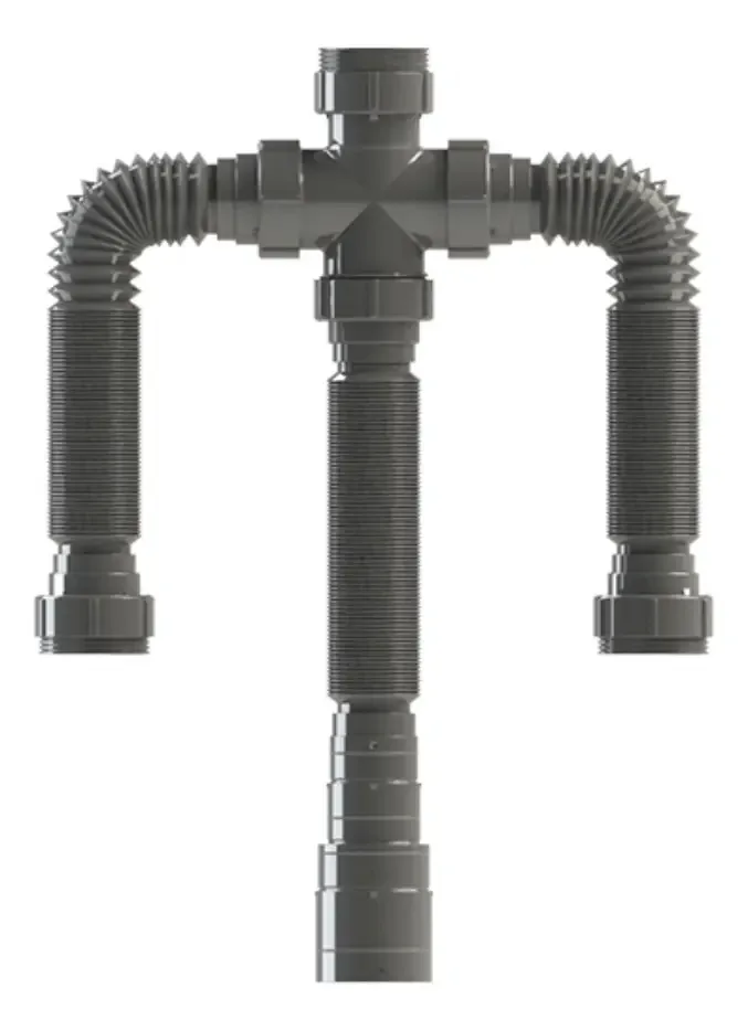 Sifão Sanfonado Triplo Cinza 72 Cm Durín