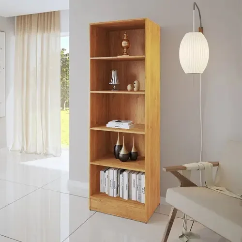 Estante Livreiro 5 Prateleiras Monza Viero Cor Mel