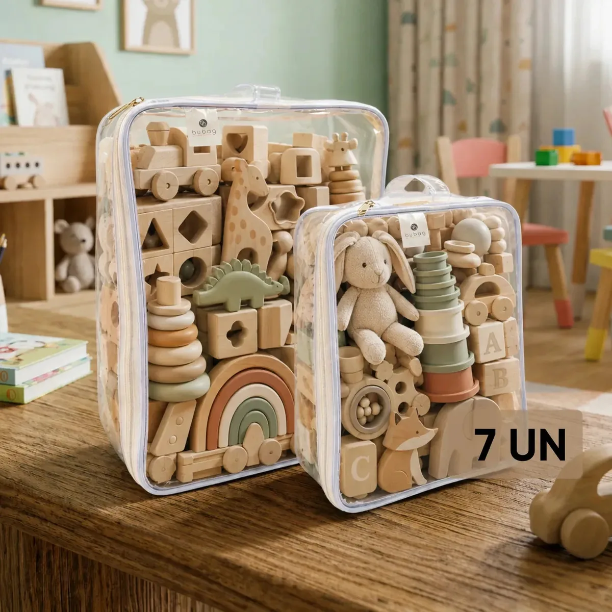 Kit Organizador de Brinquedos Infantil Transparente 7 Peças Bubag!