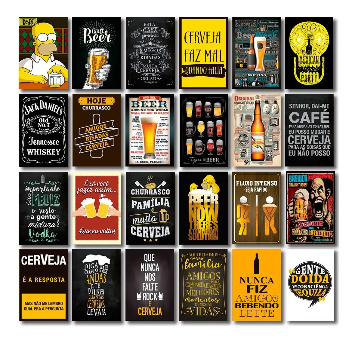Kit 24 Placas Decorativas Mdf Bebidas Frases Cervejas