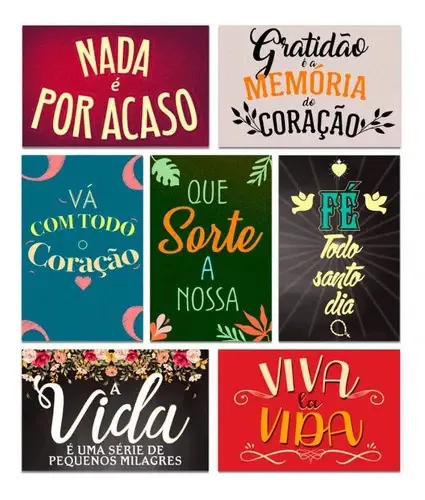 Kit 7 Placas Decorativas Frases Motivacional Mdf 20x30 Cm