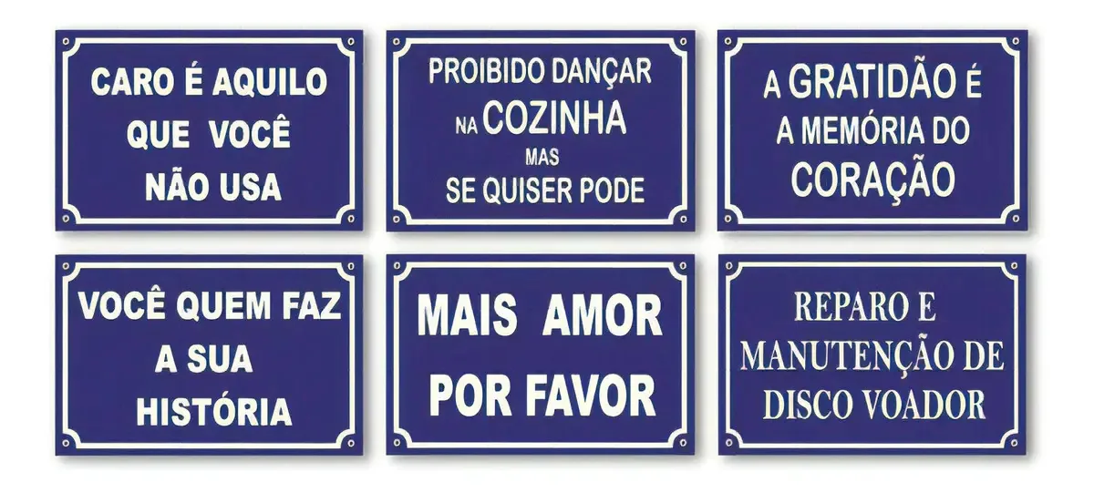 Kit 6 Placas Decorativas Frases Divertidas 20x13 Cm Mdf