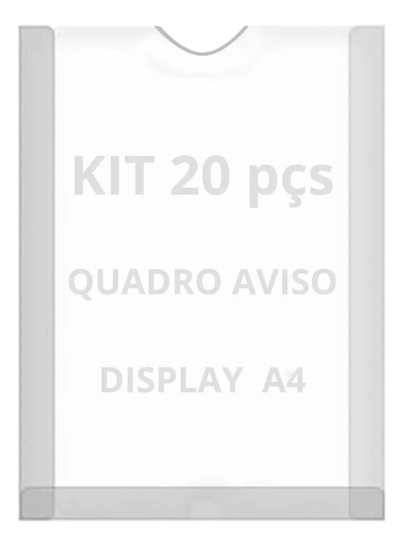 Display Parede Folha A4 Petg Cristal Quadro Aviso Kit 20 Pçs Transparente