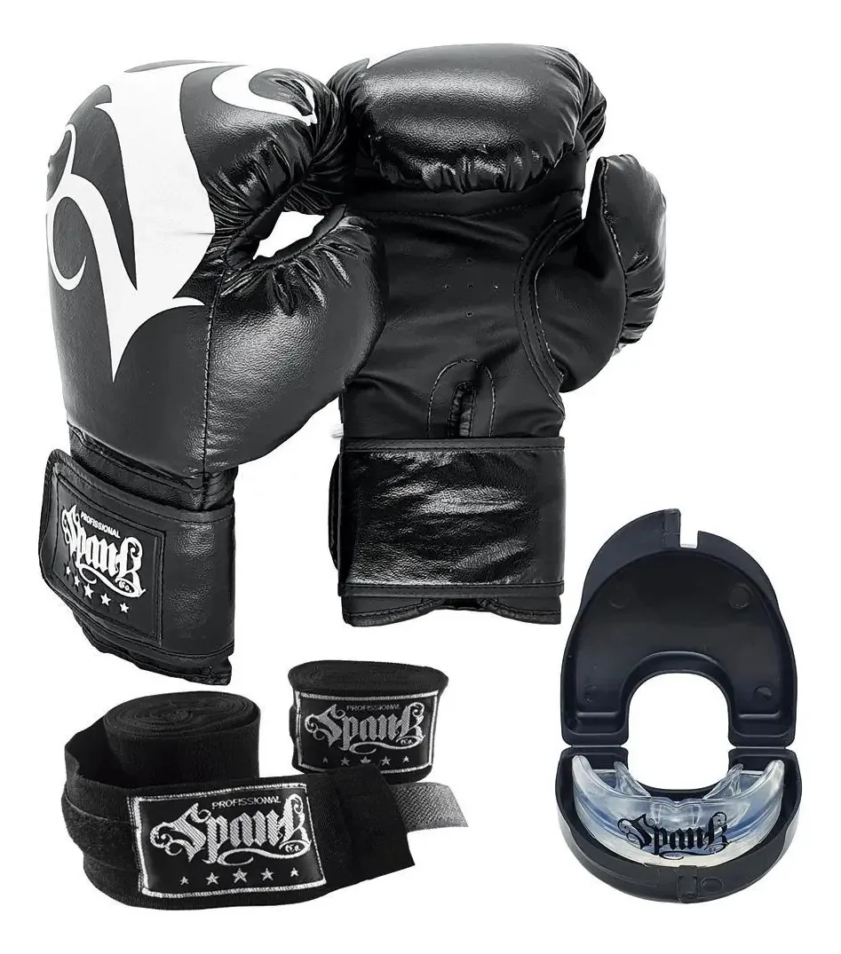 Kit Treino Boxe Spank Preto - 14oz