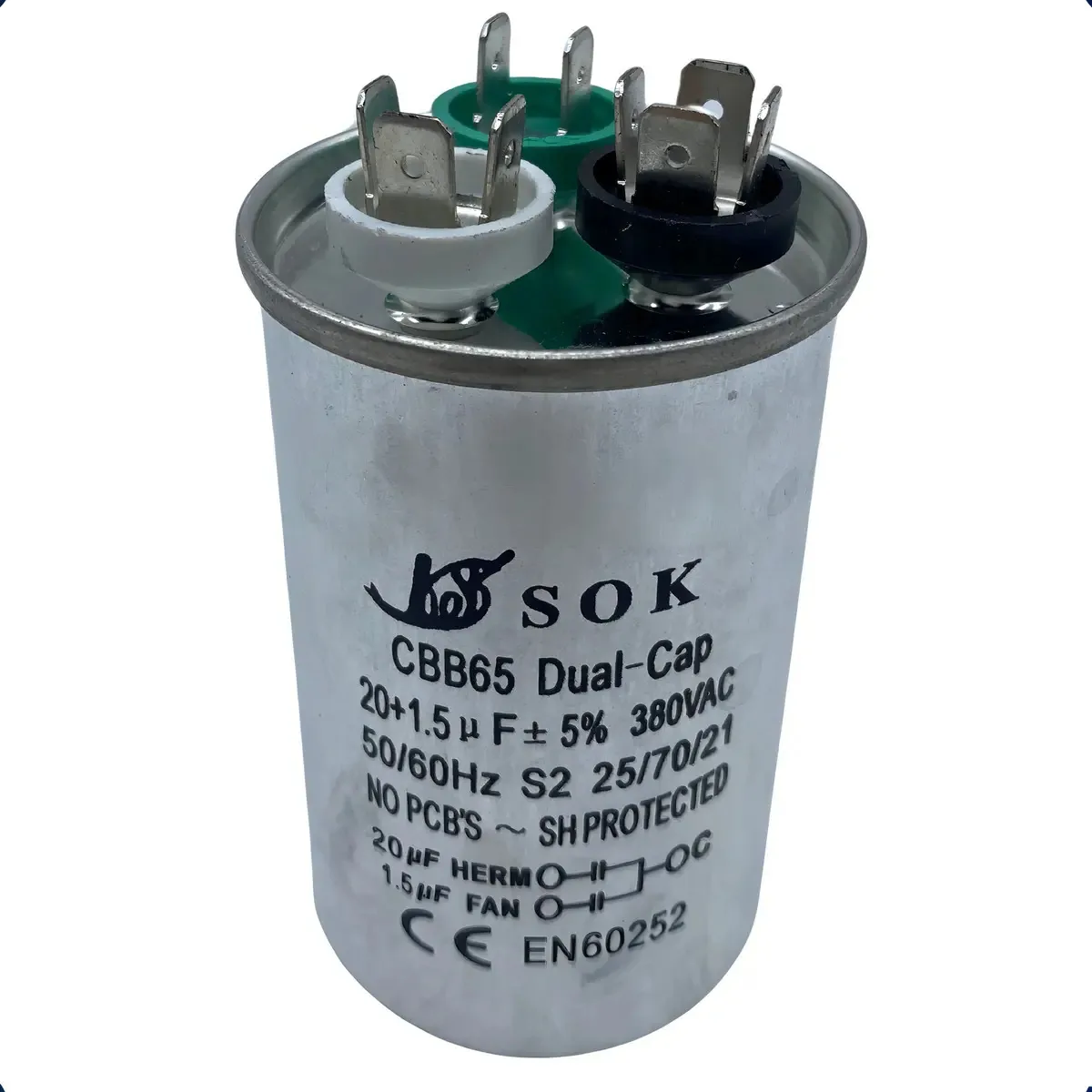 Capacitor Duplo 20+1,5uf 380v