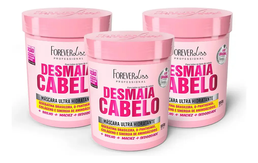 Combo Com 3 Máscara Desmaia Cabelo Forever Liss