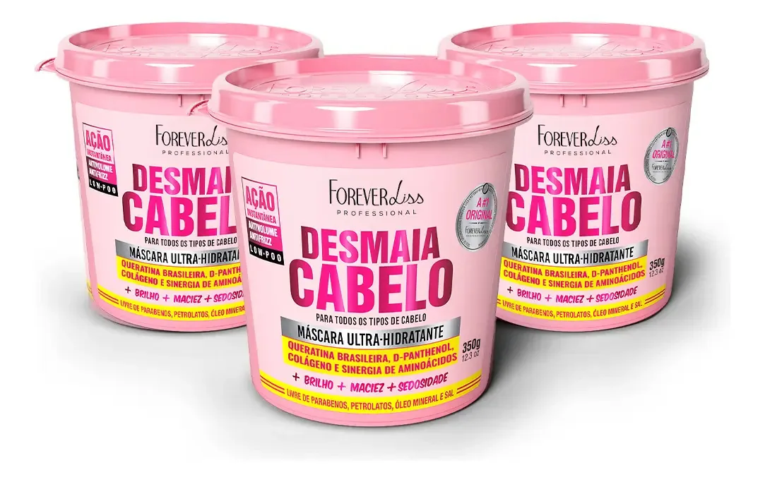 Combo Com 3 Máscaras Desmaia Cabelo Forever Liss 350g