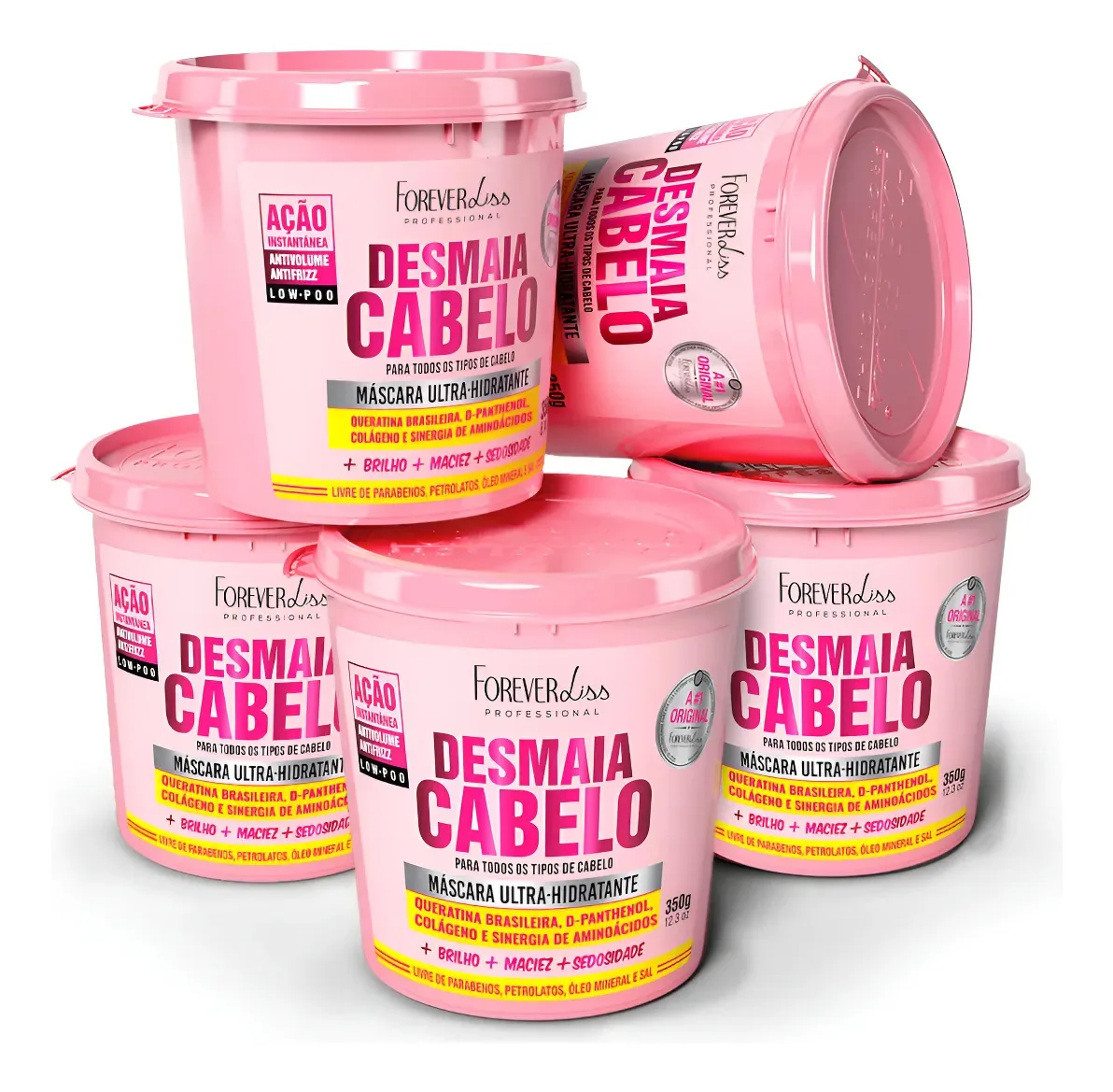 Combo Com 5 Máscaras Desmaia Cabelo Forever Liss 350g