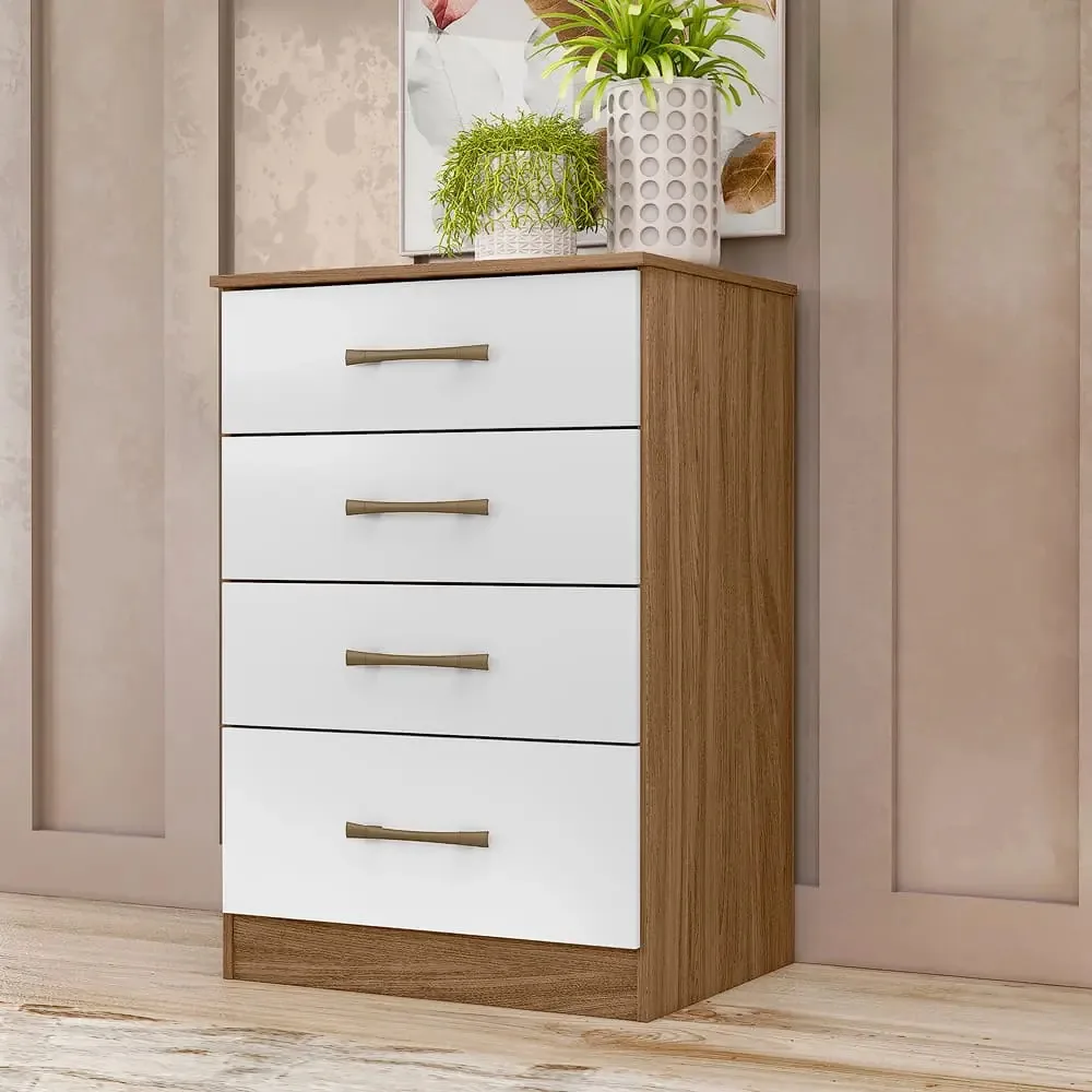 Cômoda Ms913 Organizadora Roupa Para Quarto 4 Gavetas Cor Naturale