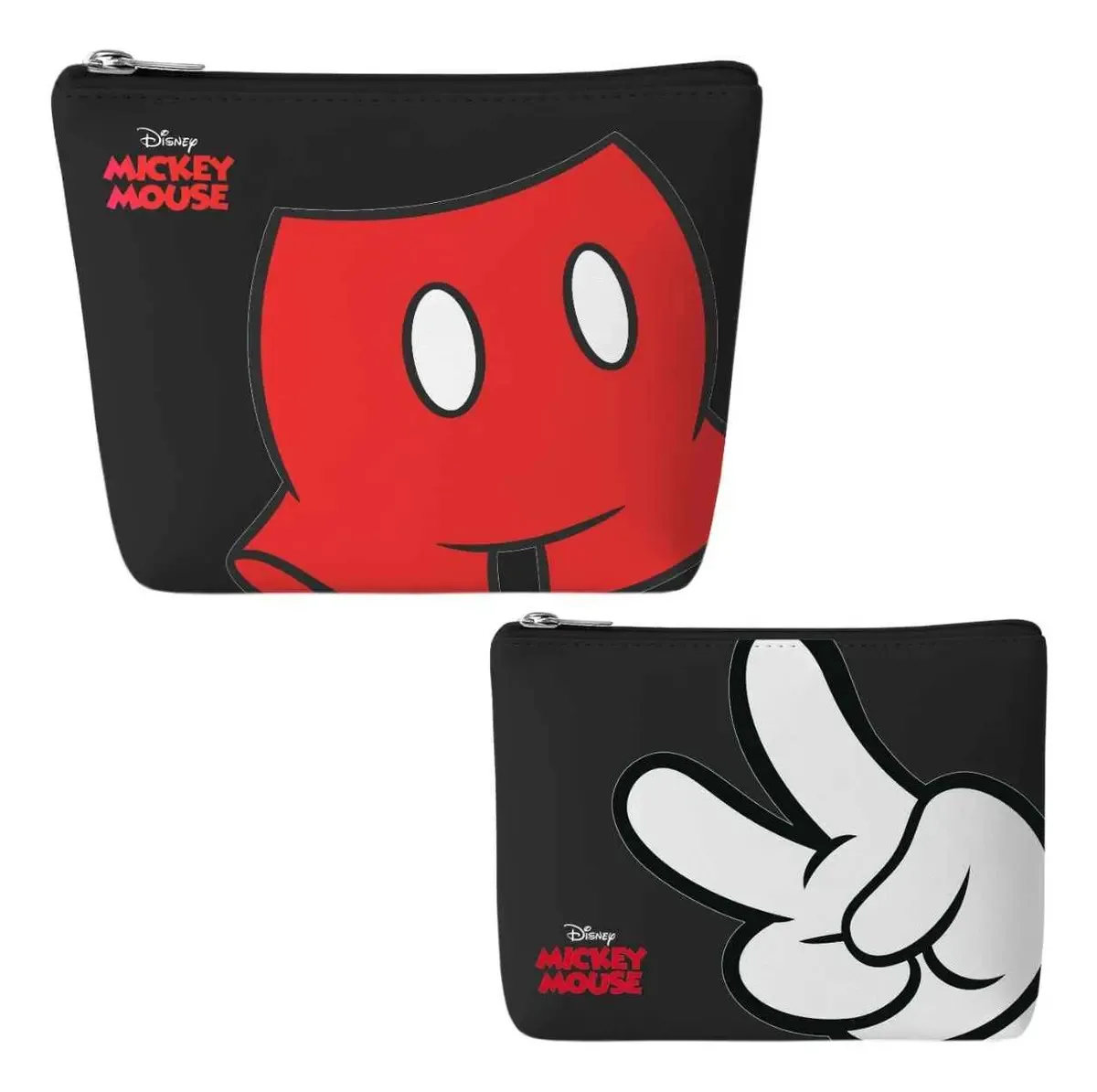 Kit 2 Necessaires Disney Mickey para Viagem e Maquiagem Preta