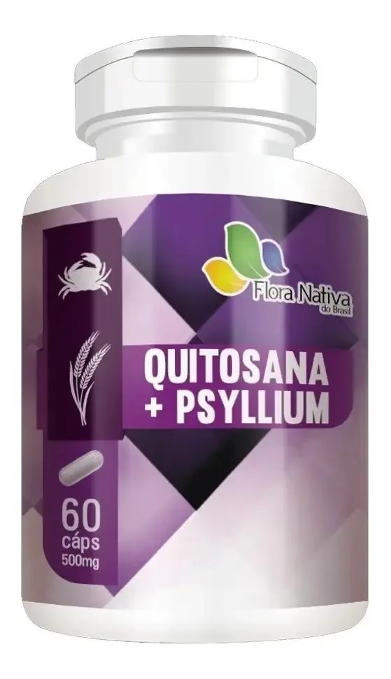 Quitosana E Psyllium 60 Cápsulas 500mg