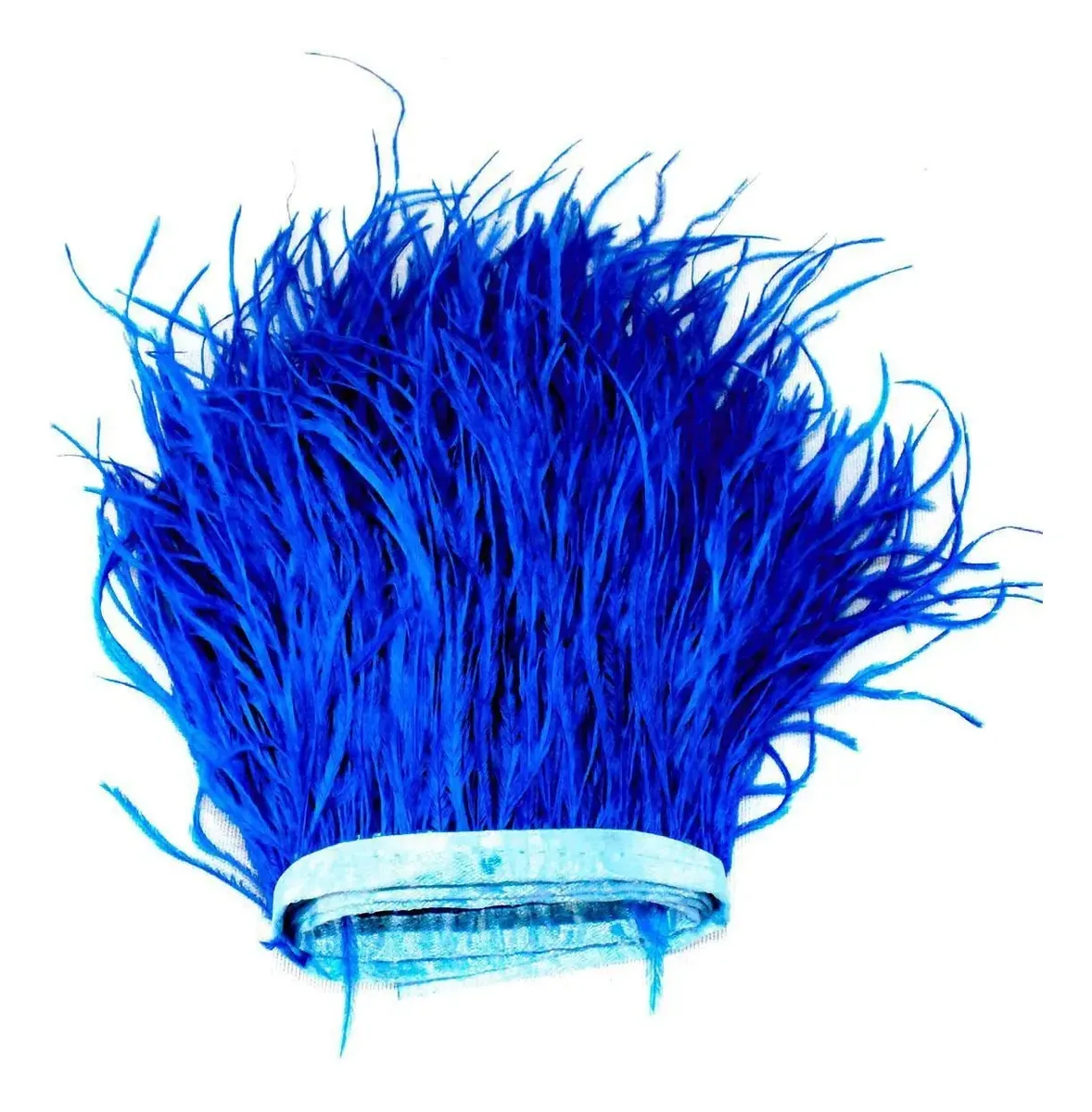 Franja De Plumas Viés 1m - Azul Turquesa