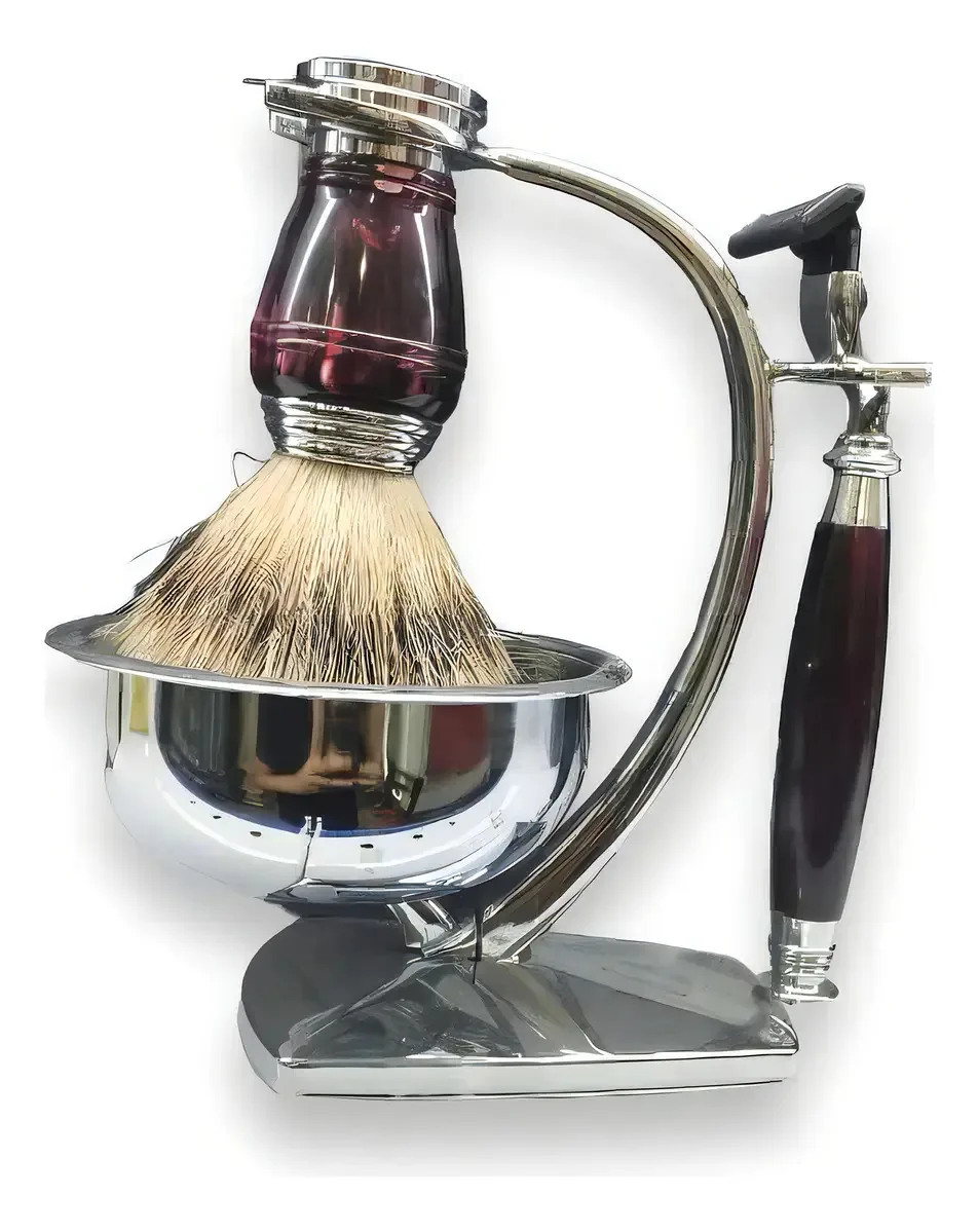 Kit De Barbear Clássico Vinho Homem Barbearia Barber Shop