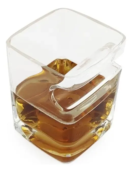 Copo Porta Charutos Para Whisky Quadrado 300ml De Vidro Cor Trasparente