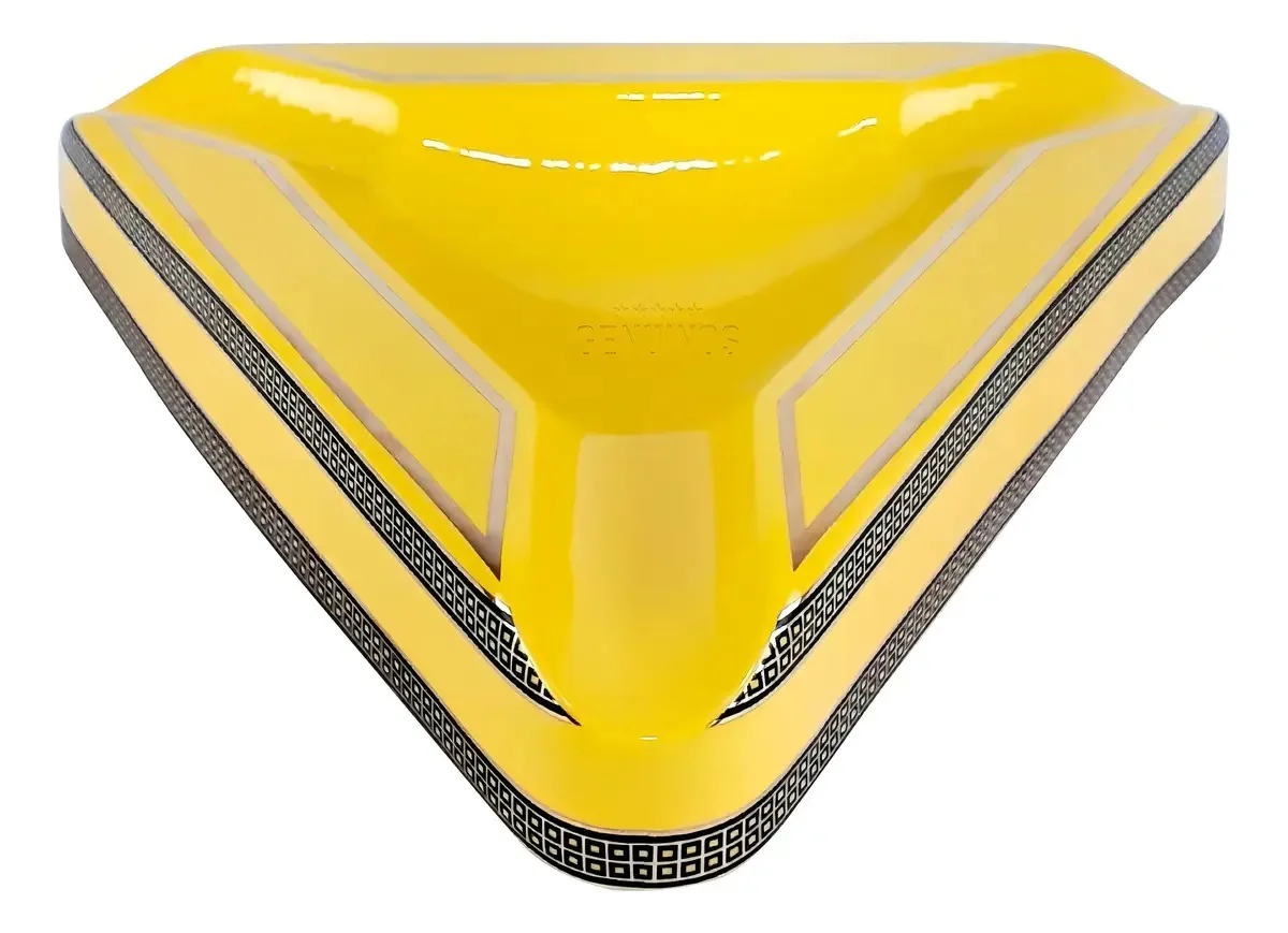 Cinzeiro Para Charutos Cerâmica Amarelo P/3 Triangular