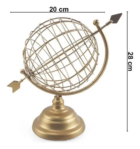 Globo Terrestre de Mesa 28x20cm Metal Dourado Mundi Negocio de Genio