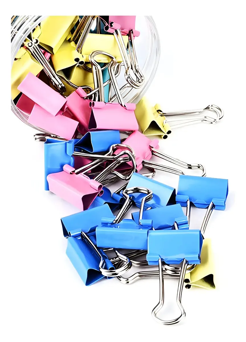 Prendedor Lextack Metal Colorido 19mm 40 Unidades Para Papeis