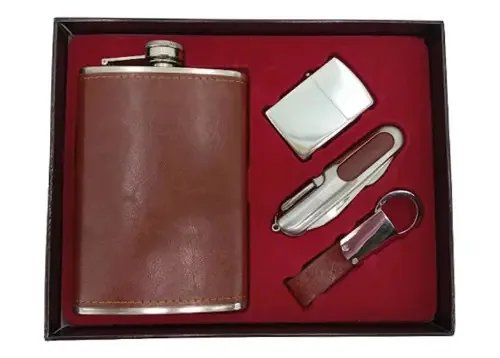 Kit Cantil Marrom 236ml Com Acessórios Chaveiro Canivete