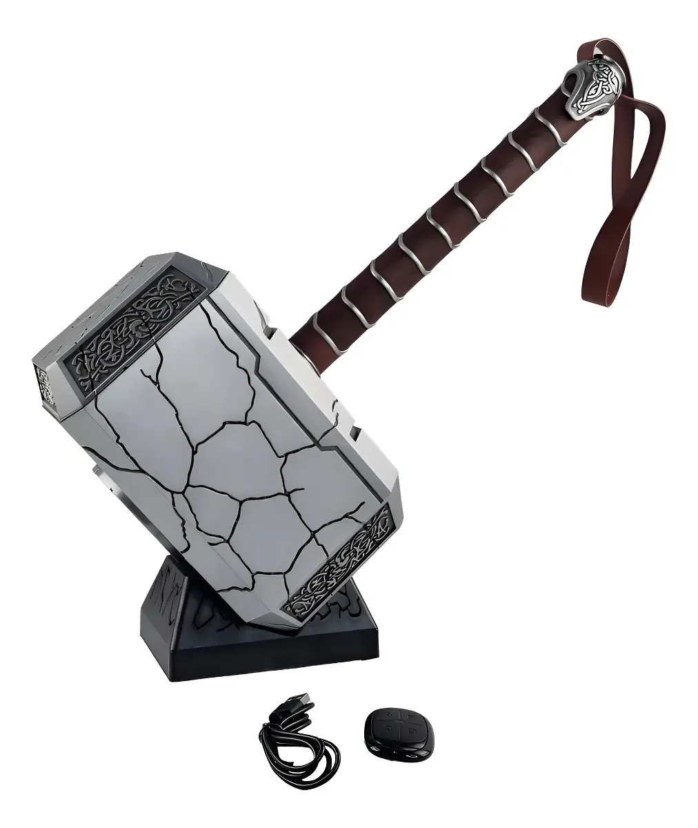 Martelo Mjolnir Thor Com Led Controle E Suporte Coleção Geek