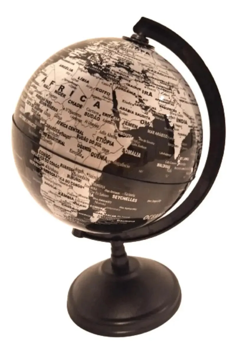 Globo Terrestre Mapa Mundi Politico Black Giratorio Escolar