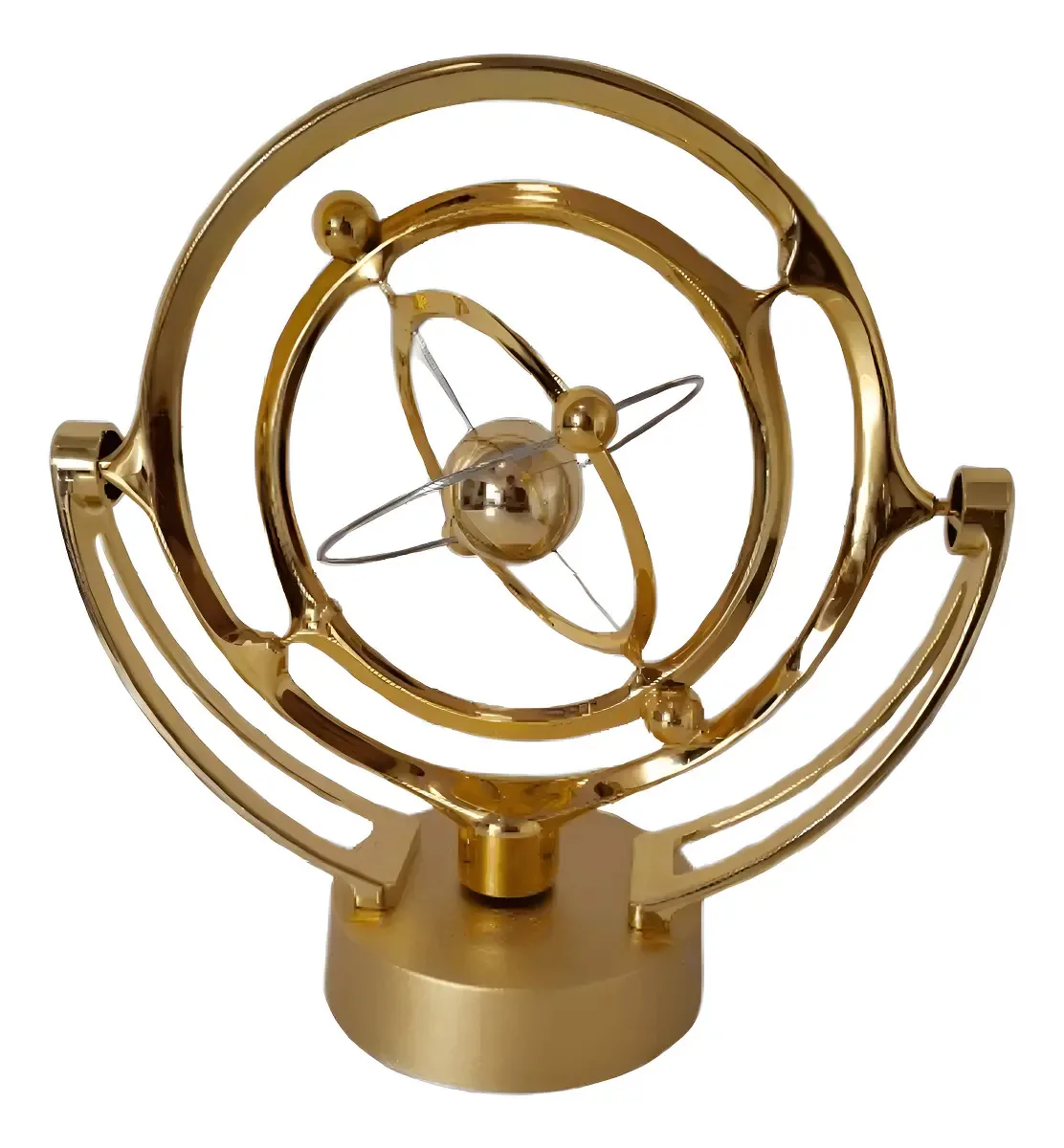 Pêndulo Cinético Giratório Magnético EMP Dourado Lux Decor A Pilha AA