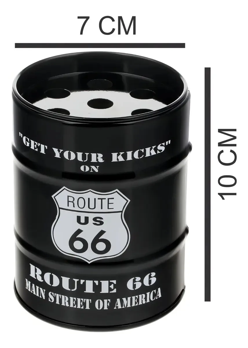 Cinzeiro De Mesa Route66 Formato Tambor Cor Preto