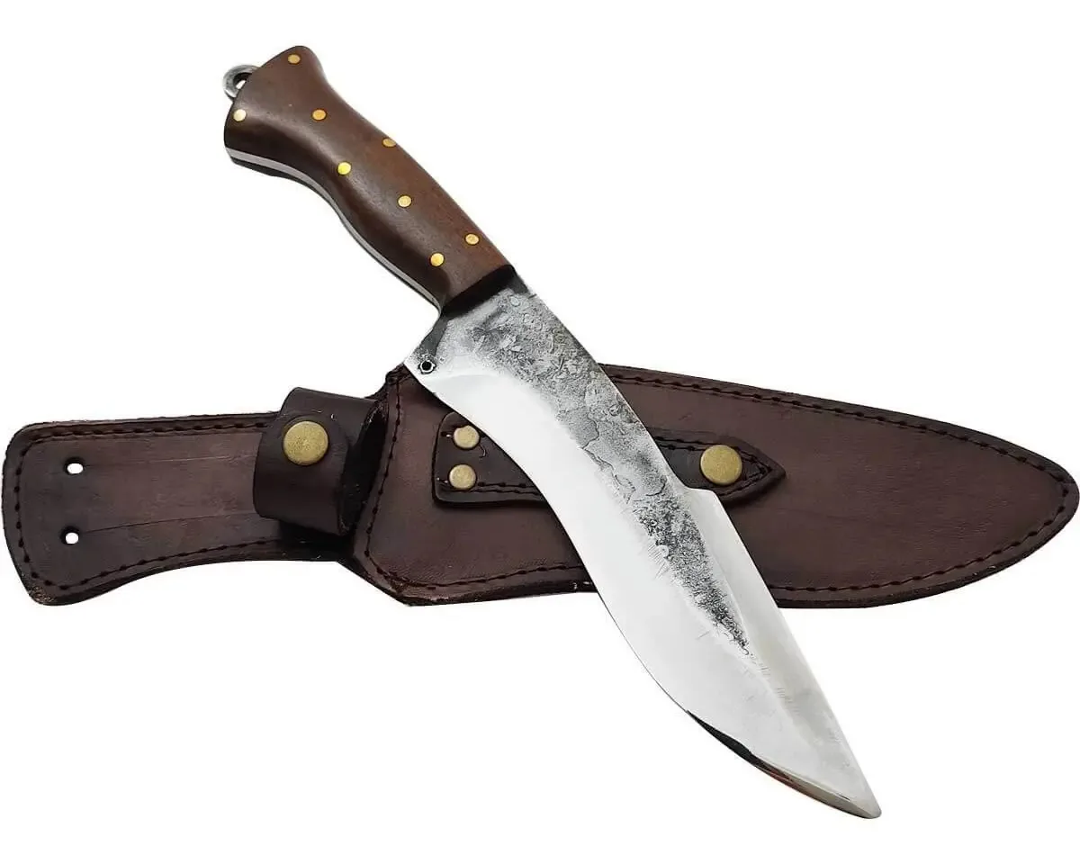 Faca Fighter Artesanal Zanline de Aço Carbono, Full Tang e Brut Forge 8"