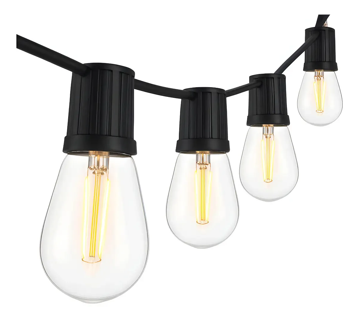 Varal de Luzes Embuled 10m 10 Soquetes E27 Preto IP54 Exterior
