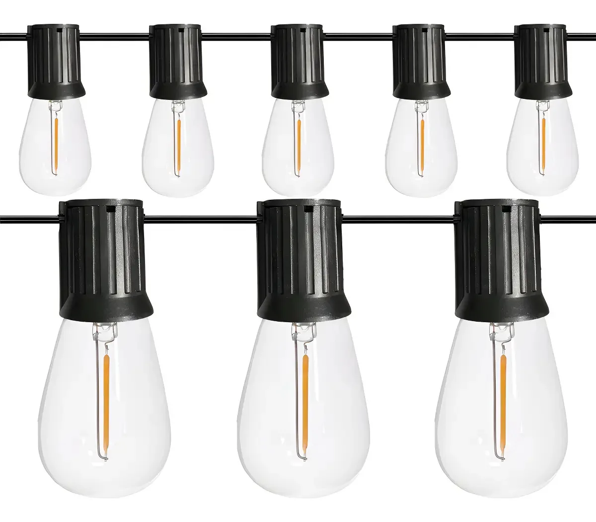 Varal De Luzes Cordão Gambiarra 15m Extensível 15 Soquetes Cor Preto