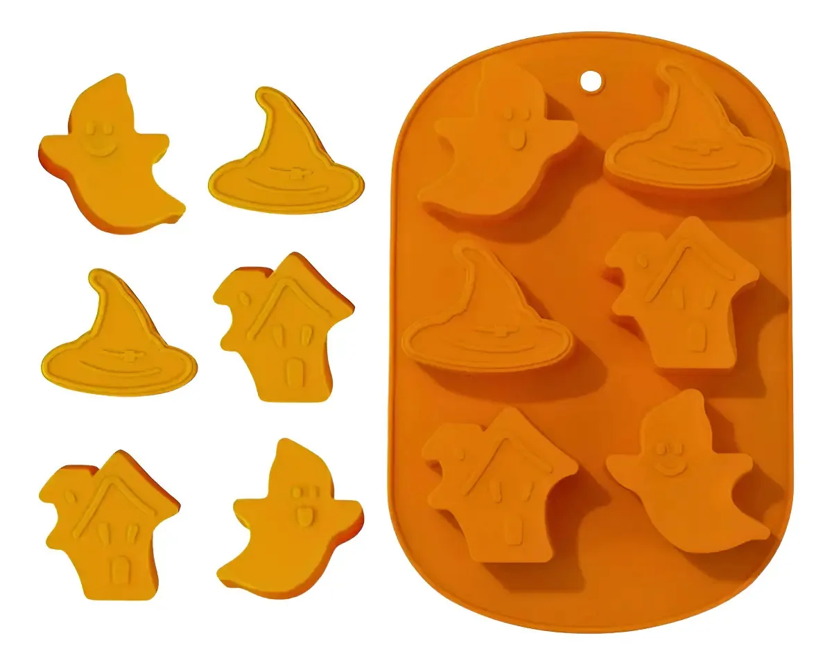 Forma De Silicone Fantasmas Halloween Doces E Artesanatos Cor Laranja