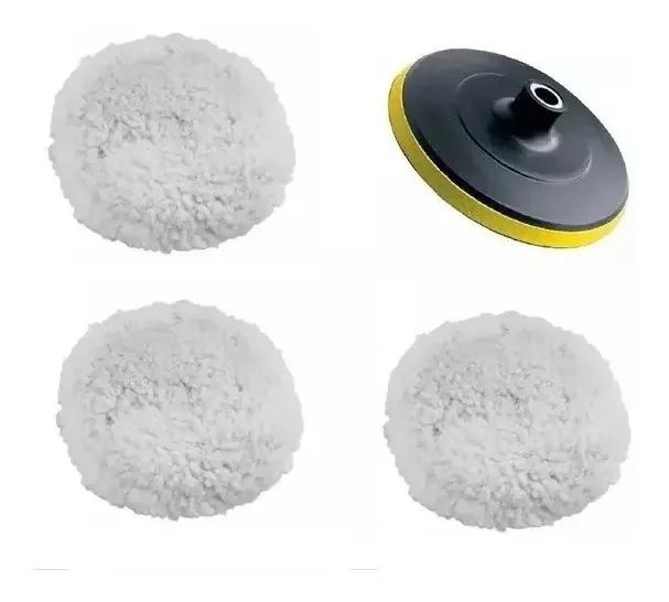 Kit Polimento Para Esmerilhadeira Disco + 3 Boina Lã 5 Pro Cor Branco