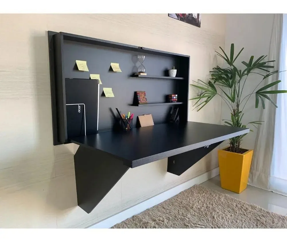 Mesa Escrivaninha Retrátil Openup Cor Preto