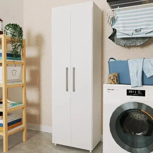 Armário Multiuso Lavanderia 02 Portas Brasil Cor Branco