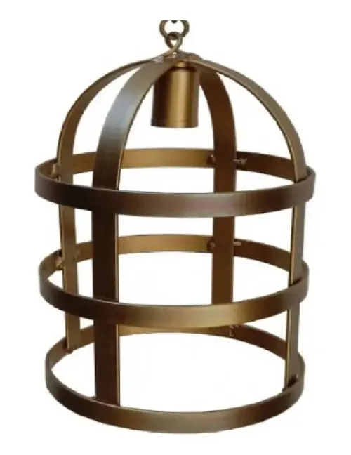 Luminaria Gaiola Rustica De Ferro Dourado